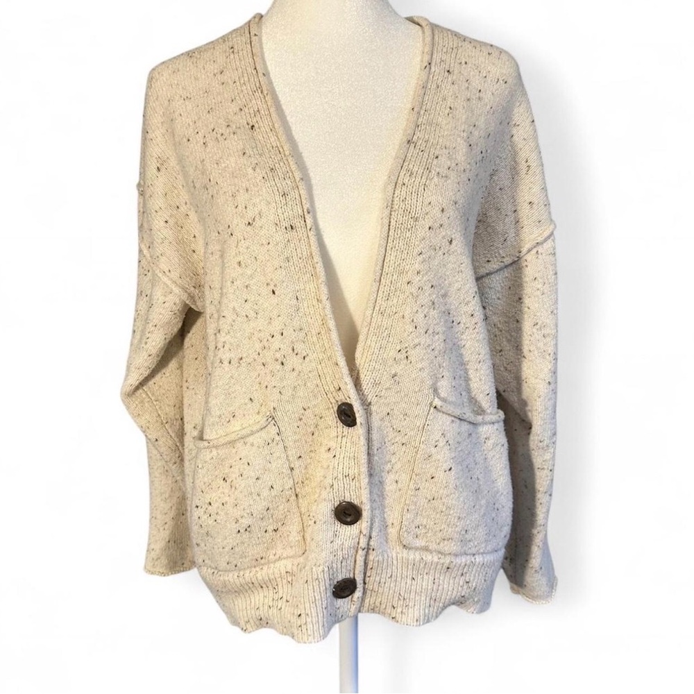 Universal Thread Cream Speckled Knit Relaxed Fit Cardigan Academia Normcore XS‎